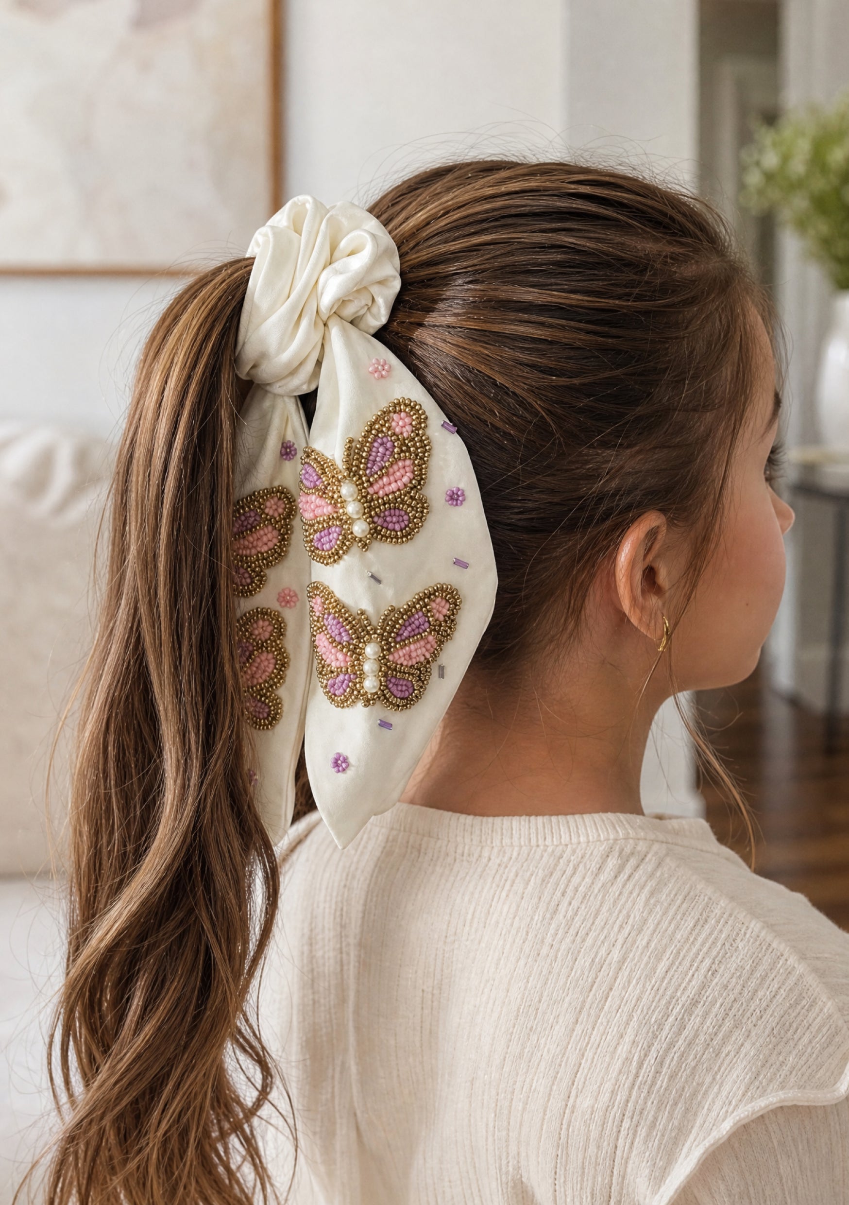 BUTTERFLY WHITE HAIR TIE