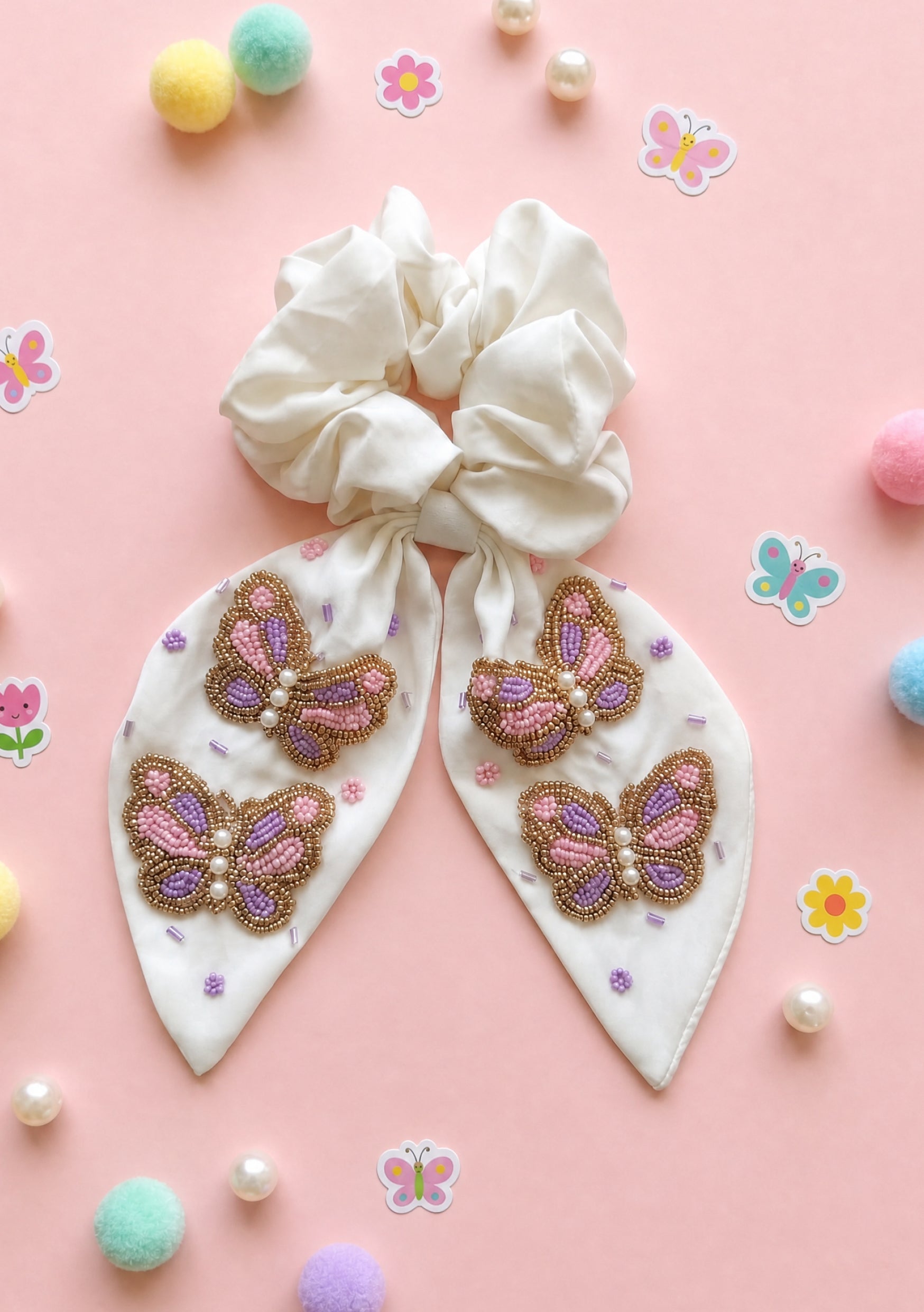 BUTTERFLY WHITE HAIR TIE